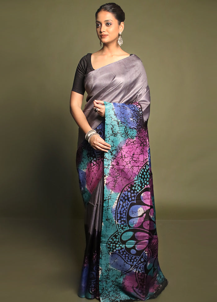 Multicolor Printed Silk Saree Without Blouse Piece