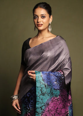 Multicolor Printed Silk Saree Without Blouse Piece