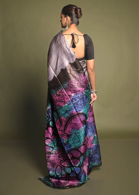 Multicolor Printed Silk Saree Without Blouse Piece