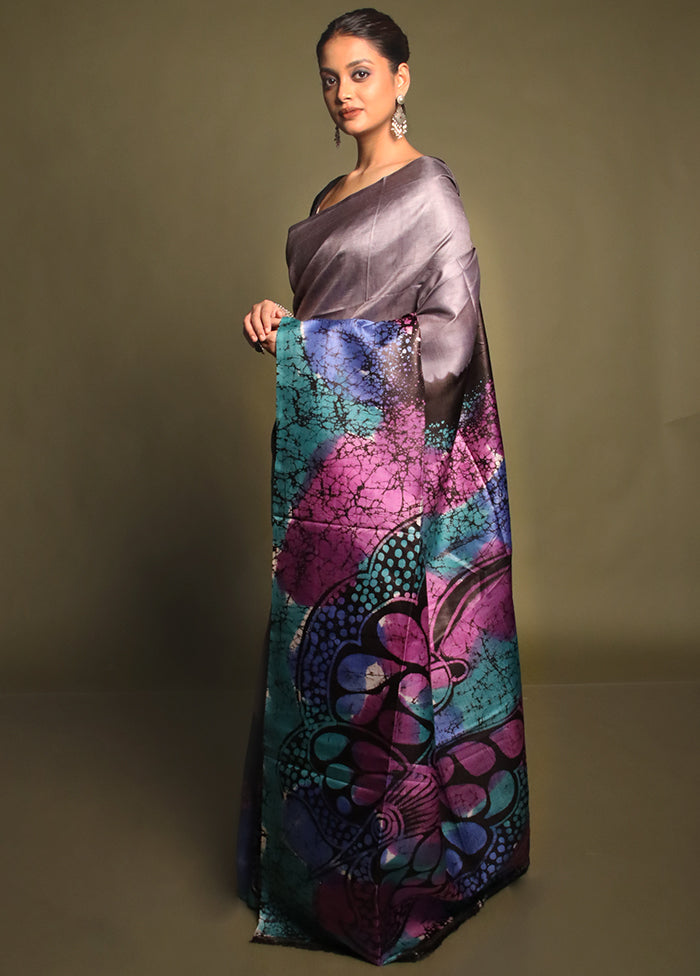 Multicolor Printed Silk Saree Without Blouse Piece