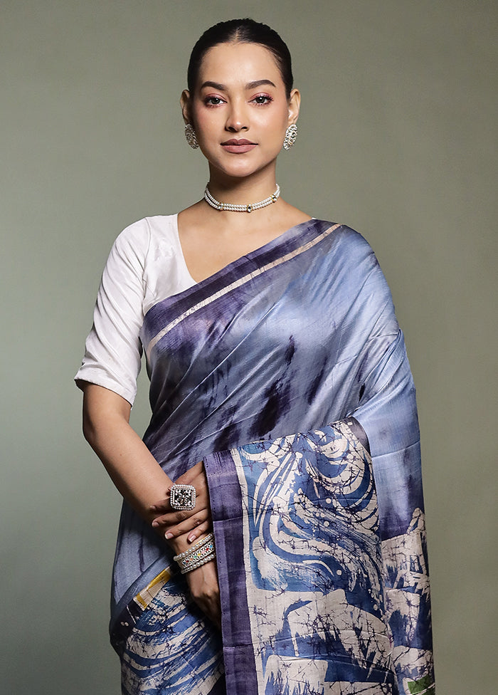 Multicolor Printed Pure Silk Saree Without Blouse Piece