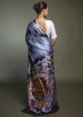 Multicolor Printed Pure Silk Saree Without Blouse Piece