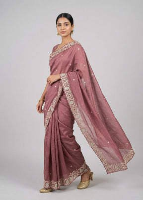 Maroon Handloom Tussar Pure Silk Saree With Blouse Piece