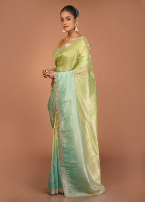 Green Tissue Silk Saree With Blouse Piece
