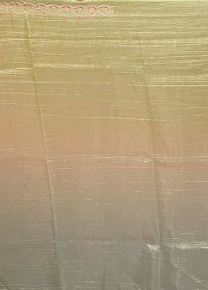Green Tissue Silk Saree With Blouse Piece