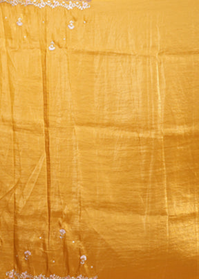 Yellow Handloom Tissue Pure Silk Saree With Blouse Piece