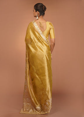 Grey Handloom Tissue Pure Silk Saree With Blouse Piece