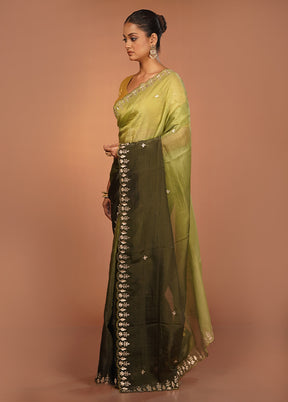 Green Tissue Silk Saree With Blouse Piece