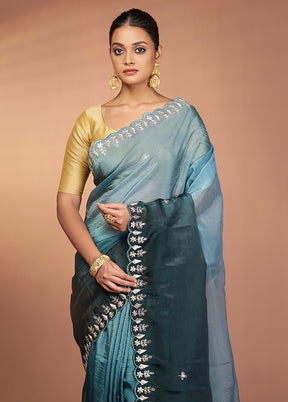 Green Tissue Silk Saree With Blouse Piece