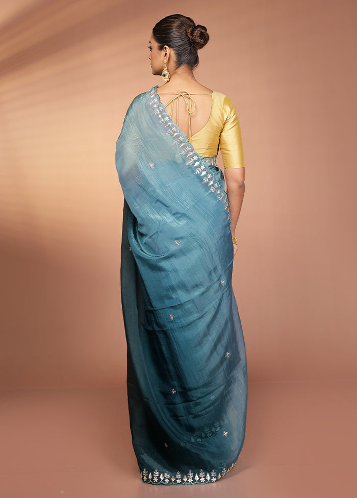 Green Tissue Silk Saree With Blouse Piece