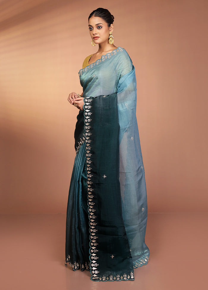 Green Tissue Silk Saree With Blouse Piece