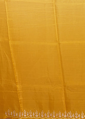 Yellow Tissue Silk Saree With Blouse Piece