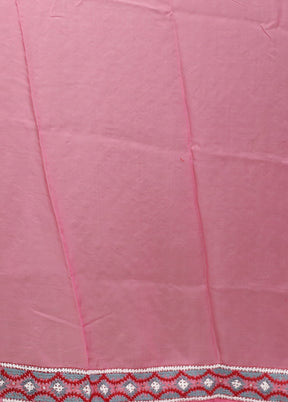 Pink Handloom Pure Georgette Saree With Blouse Piece