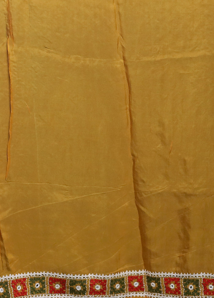 Yellow Handloom Pure Georgette Saree With Blouse Piece