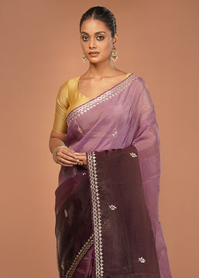 Purple Tissue Silk Saree With Blouse Piece