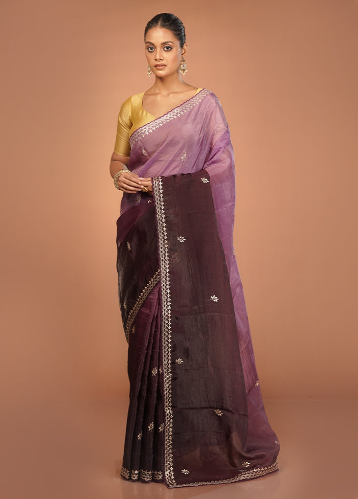 Purple Tissue Silk Saree With Blouse Piece
