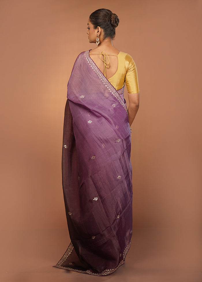 Purple Tissue Silk Saree With Blouse Piece