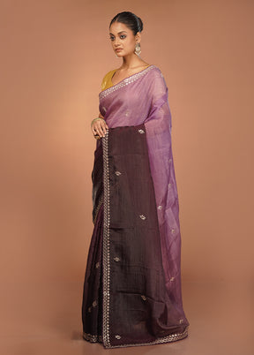 Purple Tissue Silk Saree With Blouse Piece
