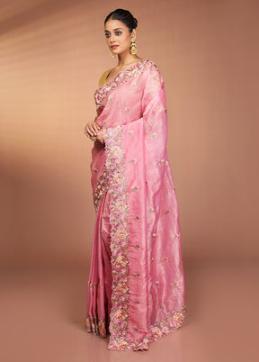 Purple Tissue Silk Saree With Blouse Piece
