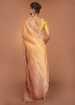 Pink Tissue Silk Saree With Blouse Piece