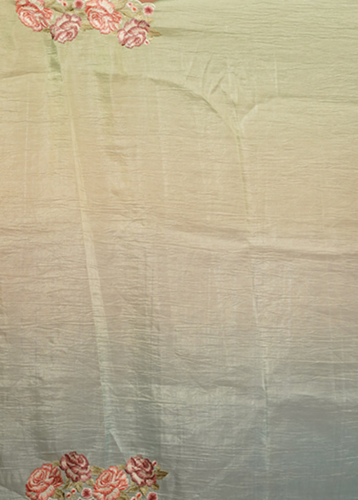 Green Tissue Silk Saree With Blouse Piece