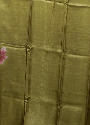 Purple Handloom Tussar Pure Silk Saree With Blouse Piece