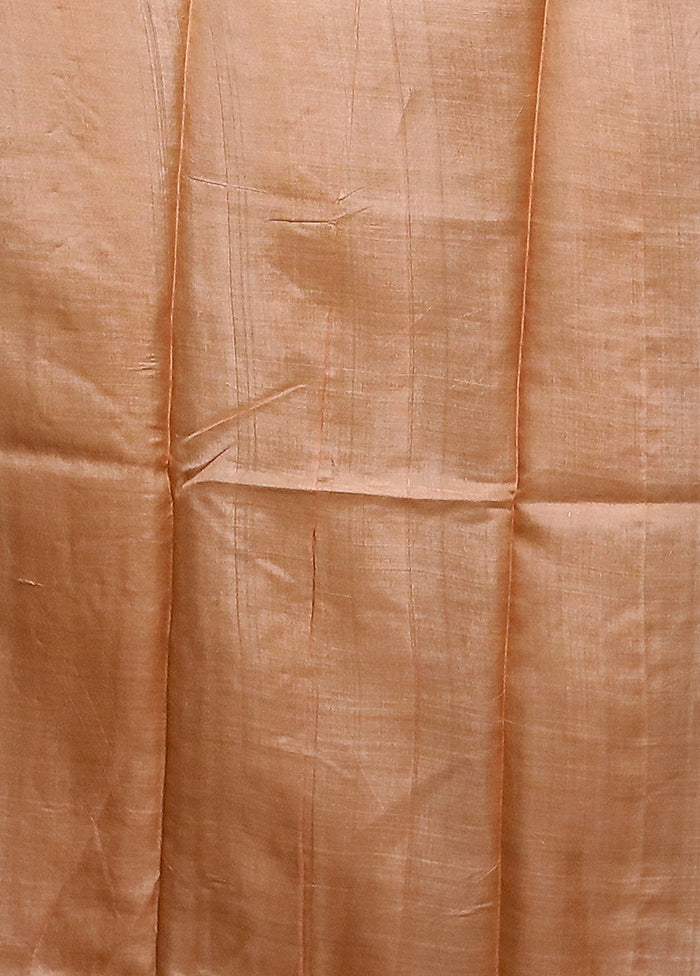 Blue Handloom Tussar Pure Silk Saree With Blouse Piece