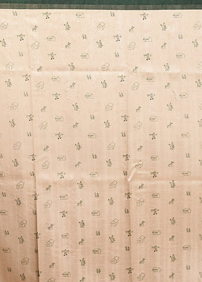 Cream Tussar Silk Saree With Blouse Piece