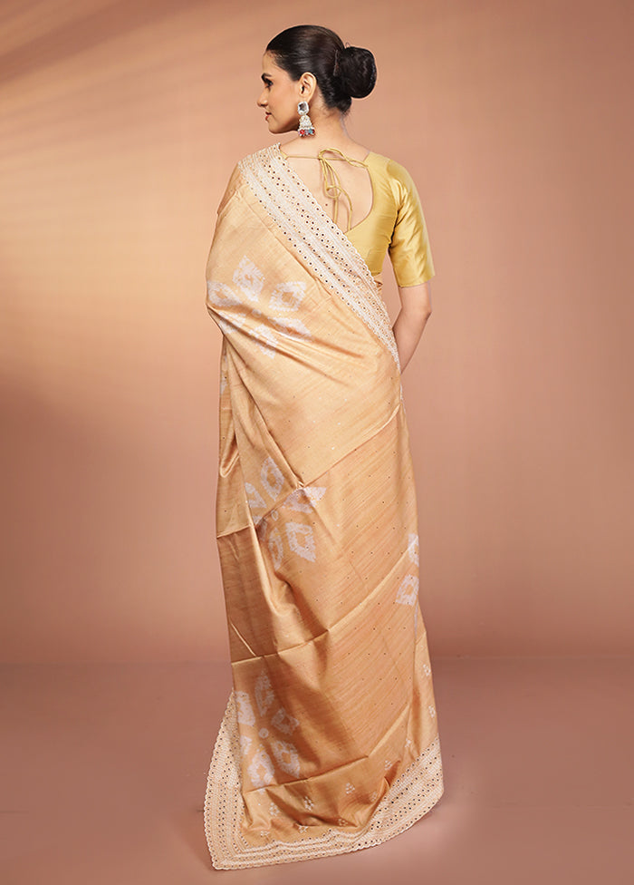 Yellow Tussar Silk Saree With Blouse Piece