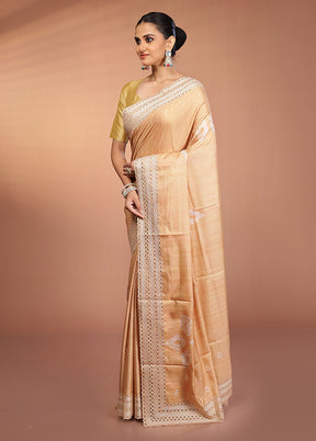 Yellow Tussar Silk Saree With Blouse Piece