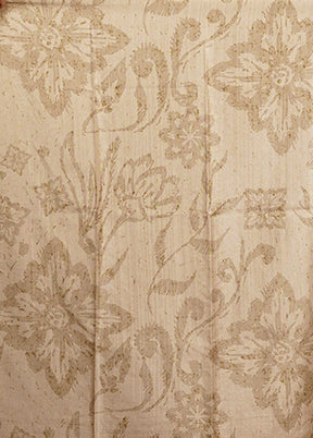 Cream Tussar Silk Saree With Blouse Piece