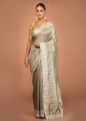 Green Tussar Silk Saree With Blouse Piece