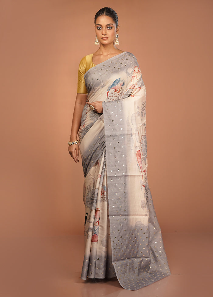 Pink Tussar Silk Saree With Blouse Piece