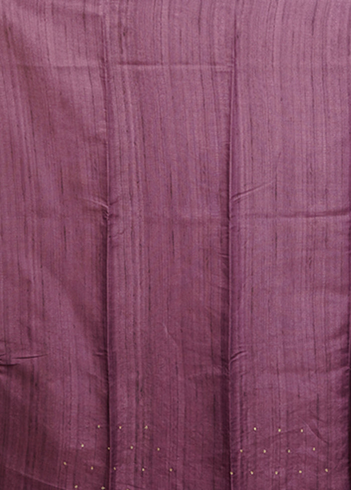 Purple Tussar Silk Saree With Blouse Piece