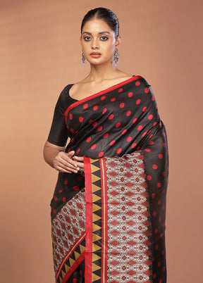 Black Printed Silk Saree Without Blouse Piece