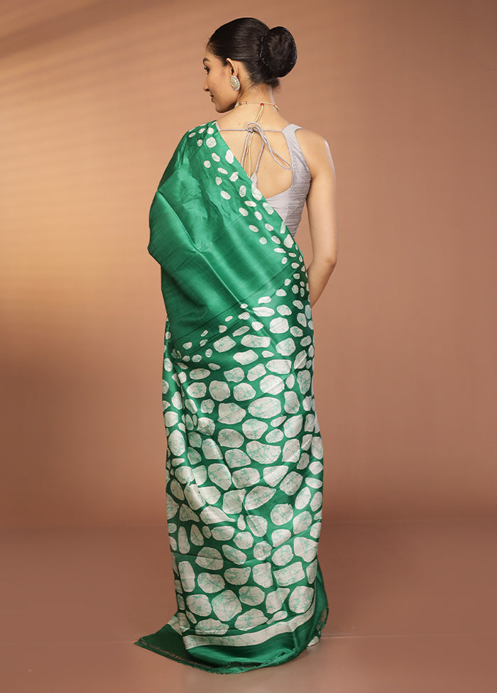 Blue Printed Pure Silk Saree Without Blouse Piece