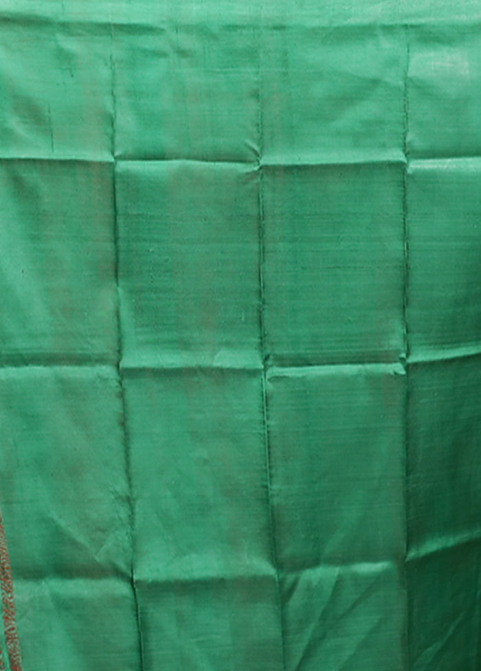 Blue Printed Pure Silk Saree Without Blouse Piece