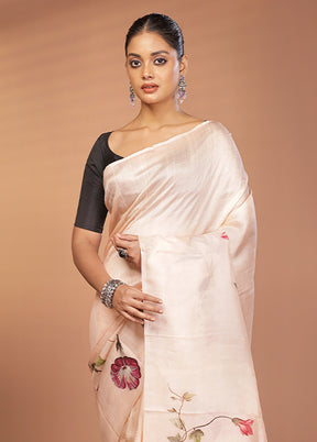 Pink Handloom Printed Pure Silk Saree Without Blouse Piece