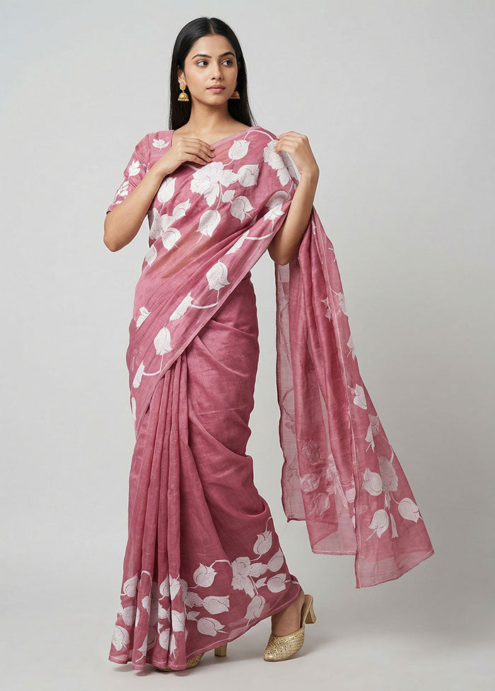 Purple Dupion Silk Saree With Blouse Piece