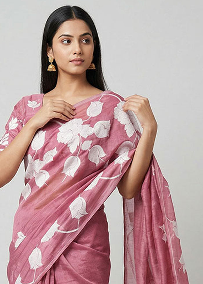 Purple Dupion Silk Saree With Blouse Piece