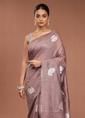 Purple Dupion Silk Saree With Blouse Piece
