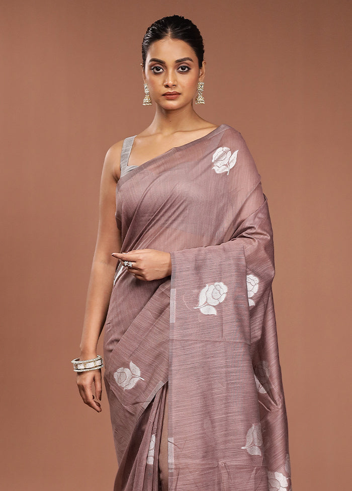 Purple Dupion Silk Saree With Blouse Piece