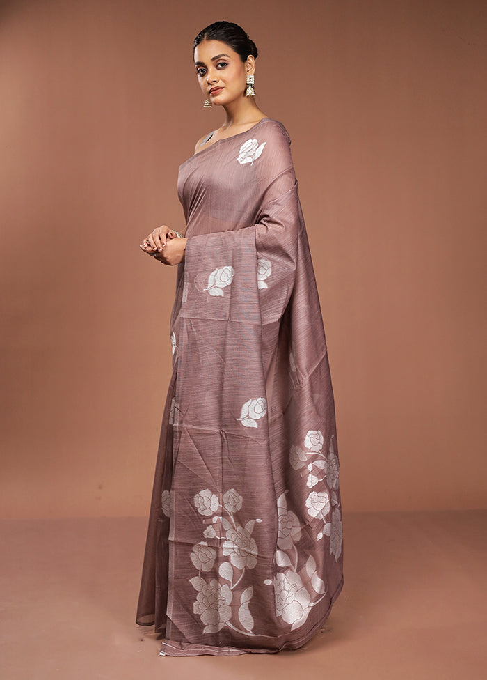 Purple Dupion Silk Saree With Blouse Piece