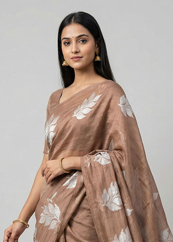 Cream Dupion Silk Saree With Blouse Piece