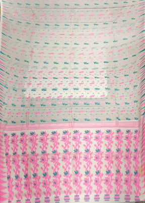White Jamdani Cotton Saree Without Blouse Piece