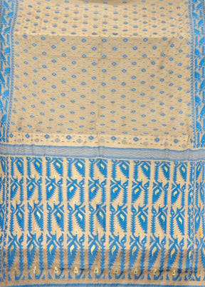 Cream Jamdani Cotton Saree Without Blouse Piece