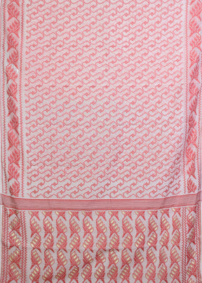 Cream Jamdani Cotton Saree Without Blouse Piece