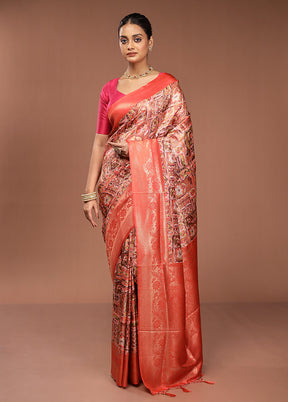 Pink Dupion Silk Saree With Blouse Piece