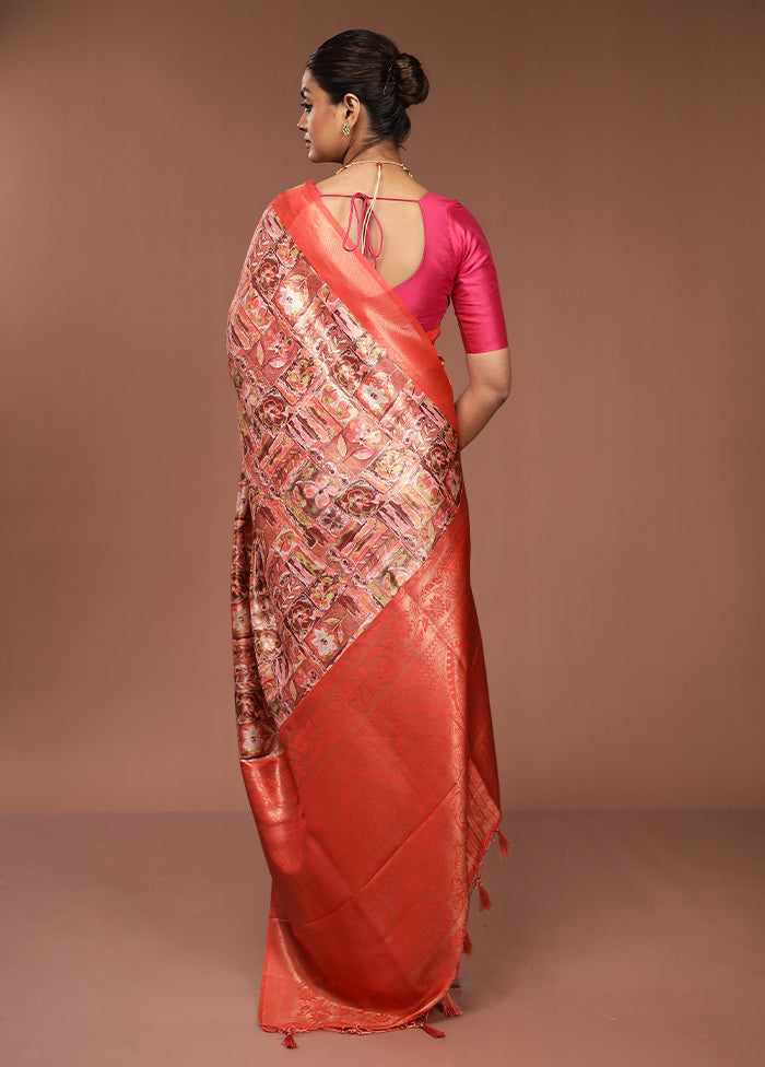 Pink Dupion Silk Saree With Blouse Piece