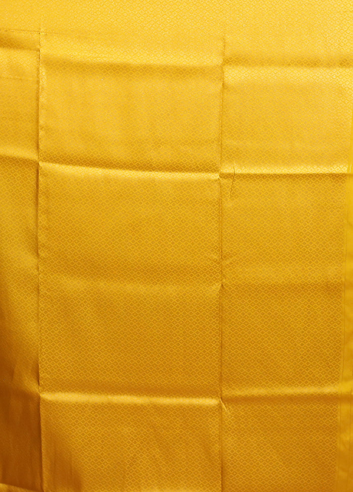 Yellow Dupion Silk Saree With Blouse Piece
